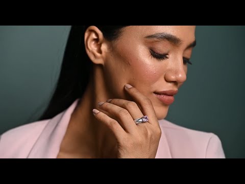 Silver Tove Pink Solitaire Wedding Ring