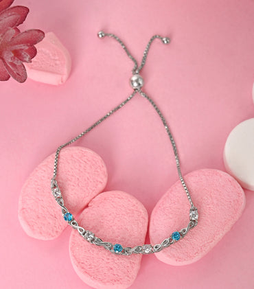CLARA 925 Pure Silver Blue Infinity Hand Bracelet
