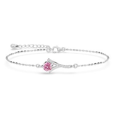 Silver Pink Solitaire Bracelet