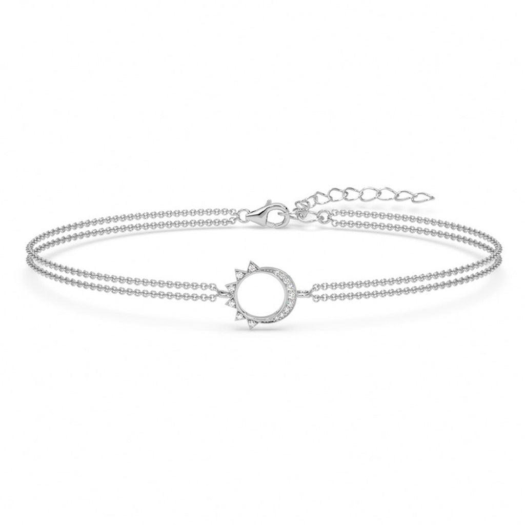 Silver Moon Double Chain Bracelet