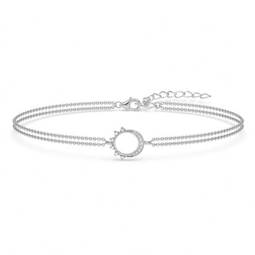 Silver Moon Double Chain Bracelet