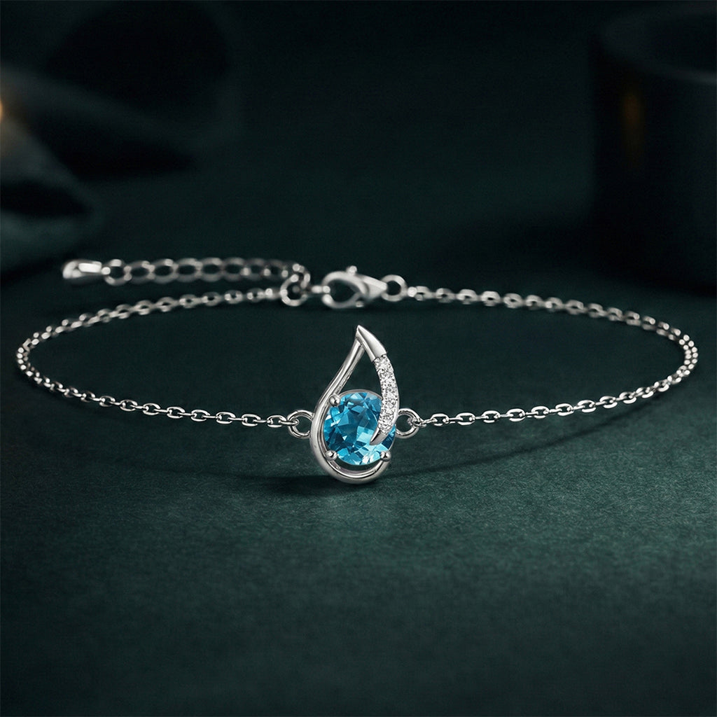 Silver Sky Blue Eye Bracelet