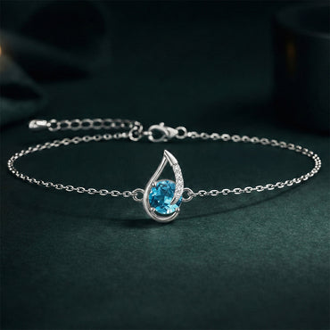 Silver Sky Blue Eye Bracelet