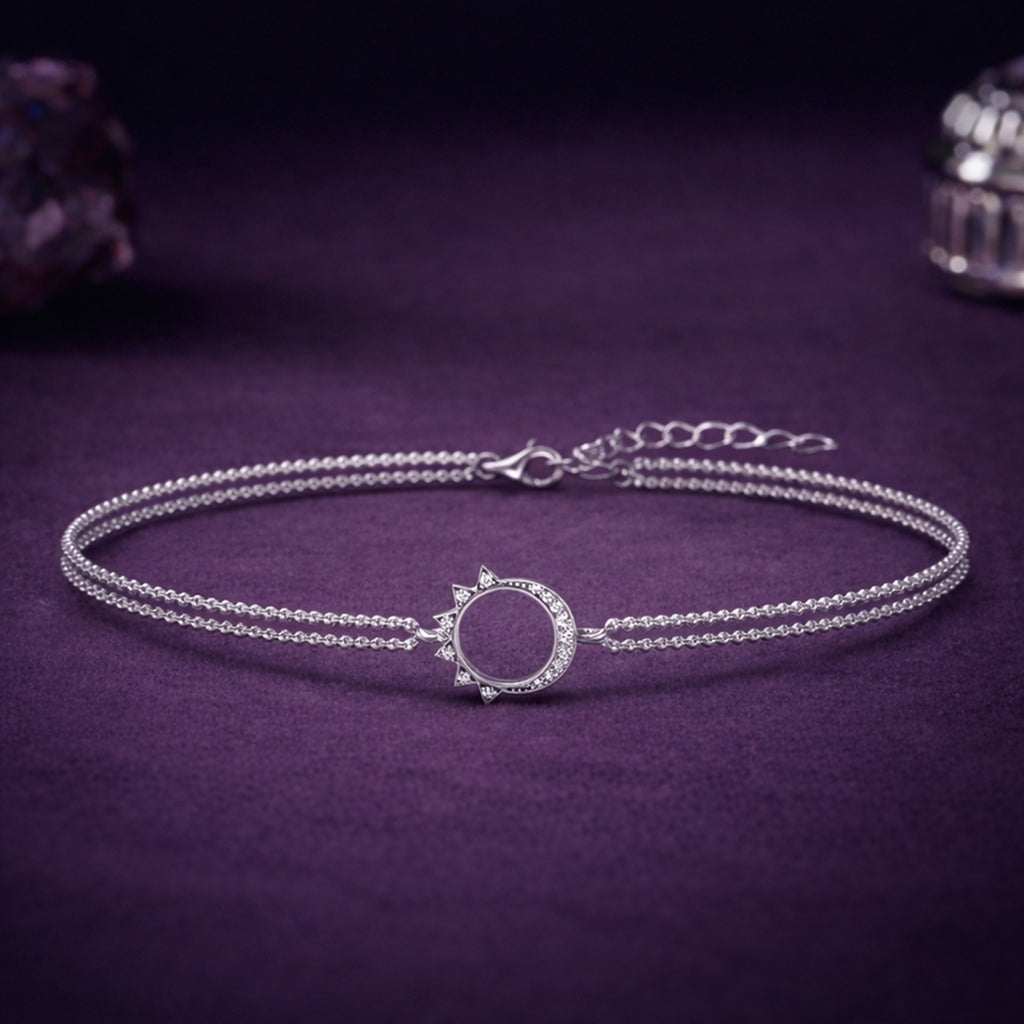 Silver Moon Double Chain Bracelet