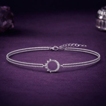Silver Moon Double Chain Bracelet