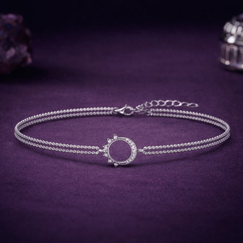 Silver Moon Double Chain Bracelet