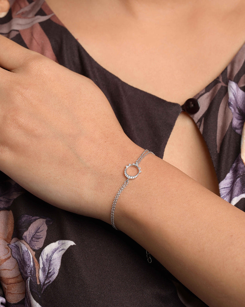 Silver Moon Double Chain Bracelet