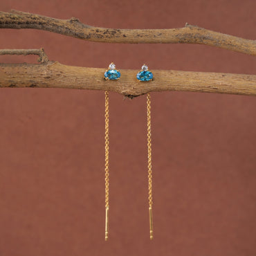 Silver multi color Sui Dhaga Threader Earrings