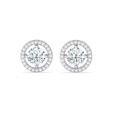 Silver Halo Round Solitaire Stud Earrings