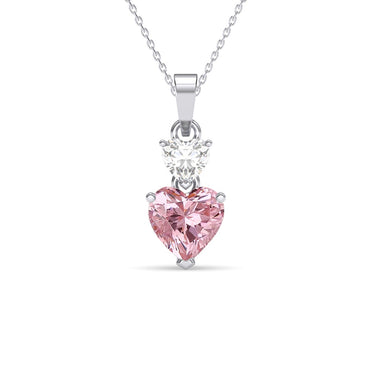 Silver Two Hearts Pendant Chain