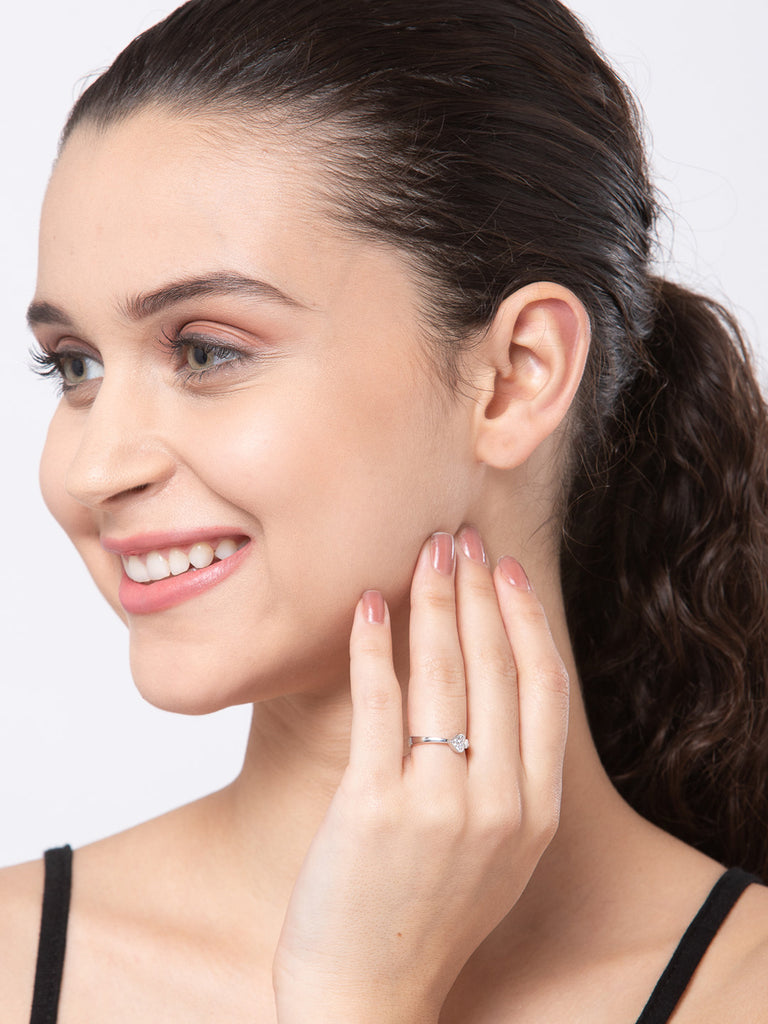 CLARA Pure 925 Sterling Silver Spade Adjustable Ring Gift for Women and Girls