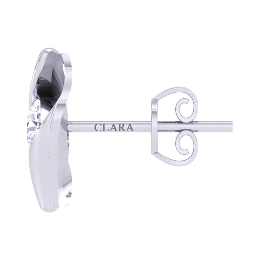 Clara Made with Swiss Zirconia 925 Sterling Silver Platinum Plated Mia Solitaire Earring Gift For Women & Girls