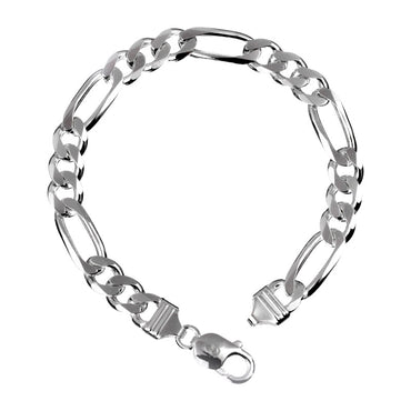 CLARA Anti-Tarnish 92.5 Sterling Silver Figaro Bracelet 8.5 inch 20 gm Gift for Men & Boys