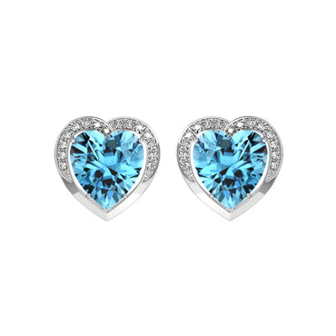CLARA 925 Sterling Silver Sky Blue Heart Earring | Rhodium Plated, Swiss Zirconia | Gift for Women & Girls