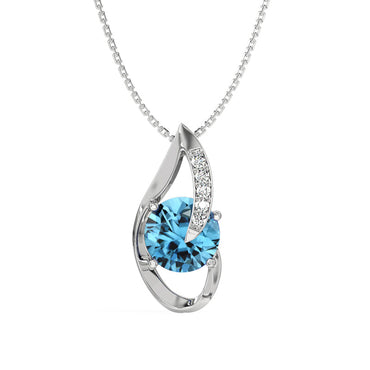 CLARA 925 Sterling Silver Sky Blue Eye Pendant | Rhodium Plated, Swiss Zirconia | Gift for Women & Girls