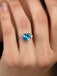 Silver Sky Blue Heart Ring
