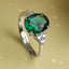 CLARA 925 Sterling Silver Dark Green Oval Ring with Adjustable Band | Rhodium Plated, Swiss Zirconia | Gift for Women & Girls