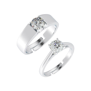 CLARA Pure 925 Sterling Silver Luca Adjustable Couple Band, Promise Rings for Lovers