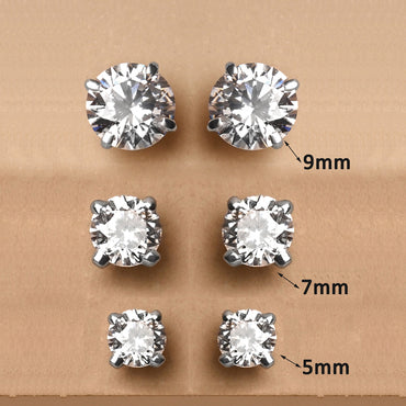 Sterling Silver Round Solitaire Studs Earrings