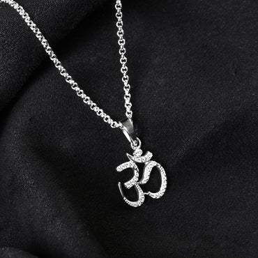 Silver Shine Om Men Pendant Necklace with Chain or without Chain