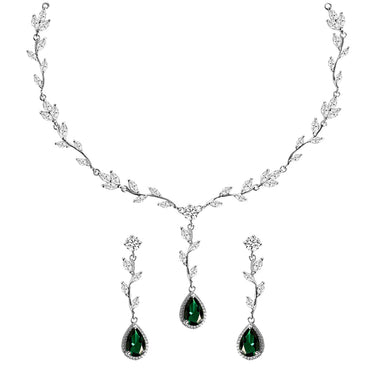 Clara 925 Sterling Silver Leafy Green Necklace