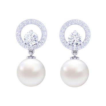 Clara 92.5 Sterling Silver Gold Plated Pearl Earrings Gift for Women and Girls