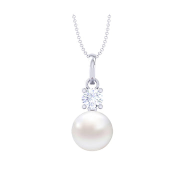 Clara 92.5 Sterling Silver Classic Pearl Pendant with Chain Gift for Women and Girls