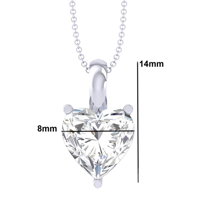 Clara 92.5 Sterling silver White Gold Plated Heart Solitaire Pendant Chain Necklace For Women & Girls