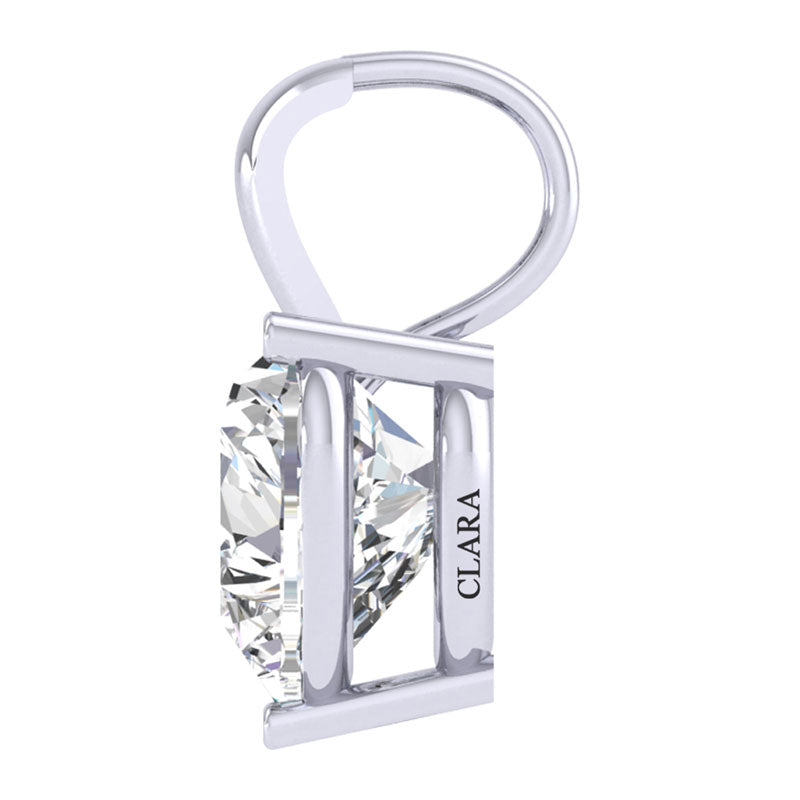 Clara 92.5 Sterling silver White Gold Plated Heart Solitaire Pendant Chain Necklace For Women & Girls