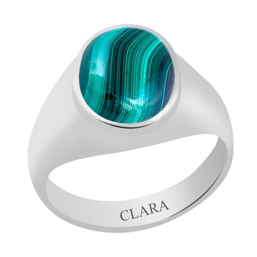 Certified Malachite (Daana Firang) Bold Silver Ring 9.3cts or 10.25ratti