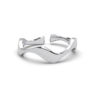 CLARA Pure 925 Sterling Silver Wave Finger Ring 
