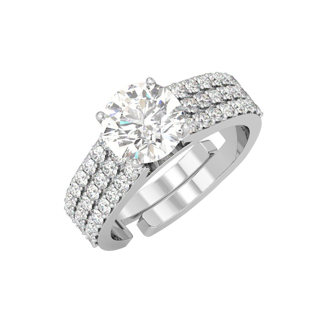 CLARA Pure 925 Sterling Silver Statement Solitaire Finger Ring with Adjustable Band 