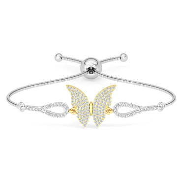 CLARA 925 Pure Silver Golden Butterfly Hand Bracelet