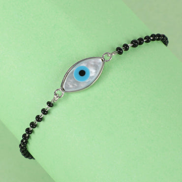 CLARA 925 Sterling Silver Evil Eye Marquise Hand Mangalsutra Bracelet