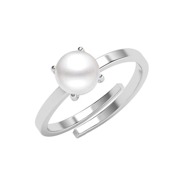Silver Fiora Real Pearl Size Adjustable Ring