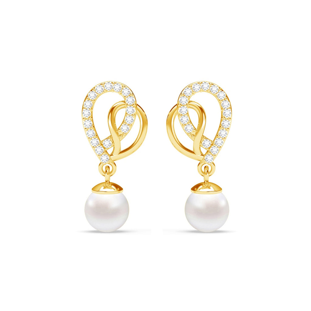 Silver Zahab Pearl Interlocked Drop Earrings