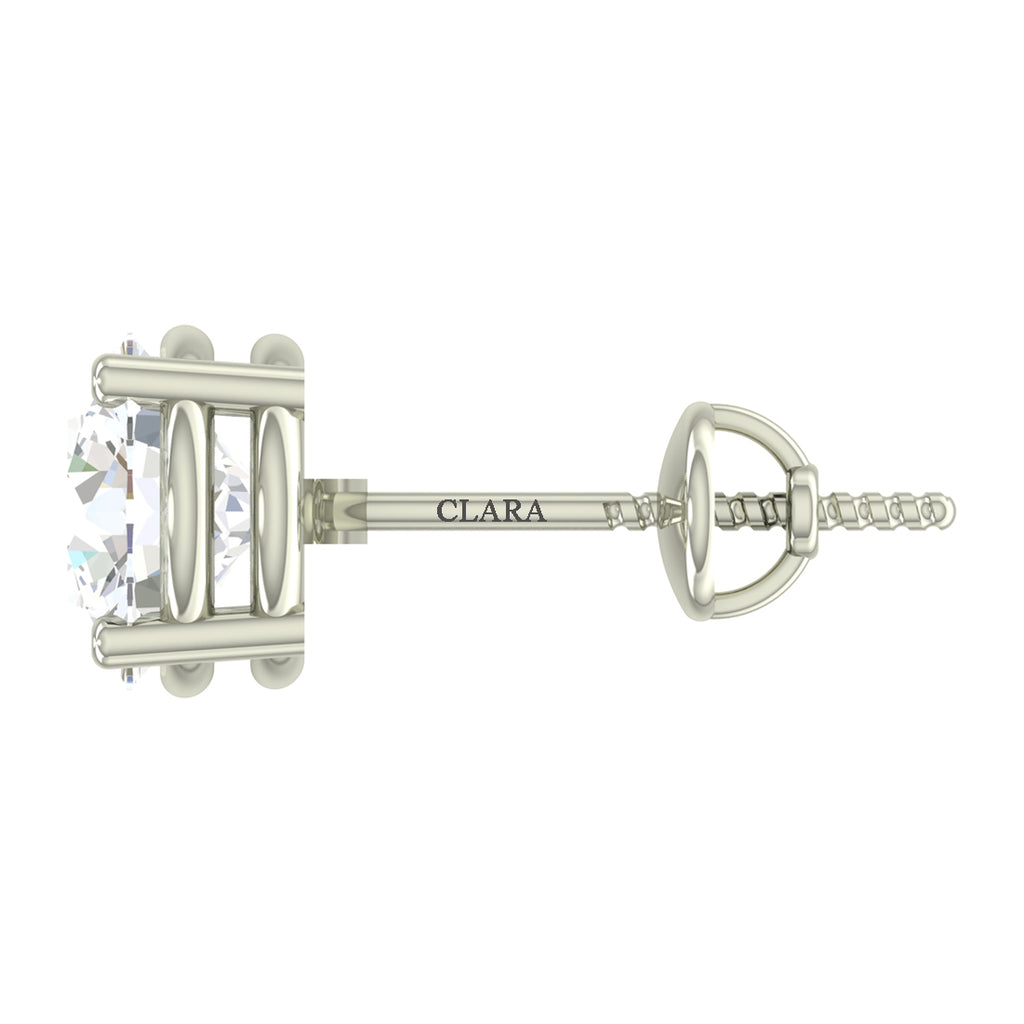 CLARA 925 Sterling Silver Swiss Zirconia 6.5 mm Earring With Screw Back Gift for Women and Girls