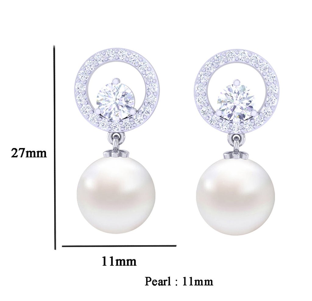 Clara 92.5 Sterling Silver Swiss Zirconia Pearl Earrings Gift for Women and Girls