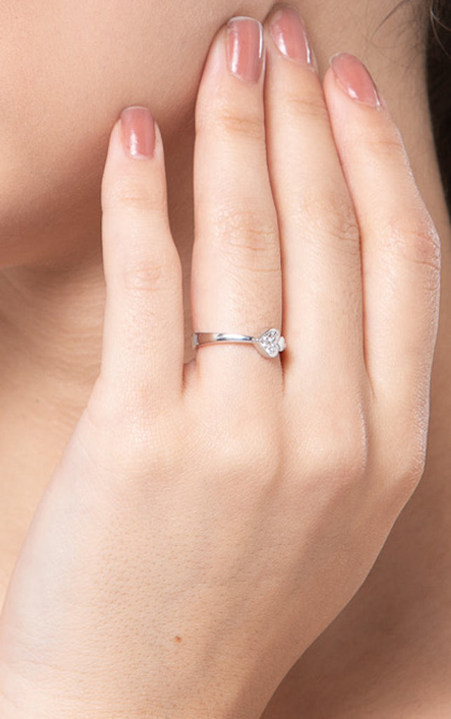 CLARA Pure 925 Sterling Silver Spade Adjustable Ring Gift for Women and Girls