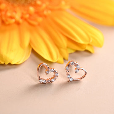 Silver Valentine Heart Stud Earrings 
