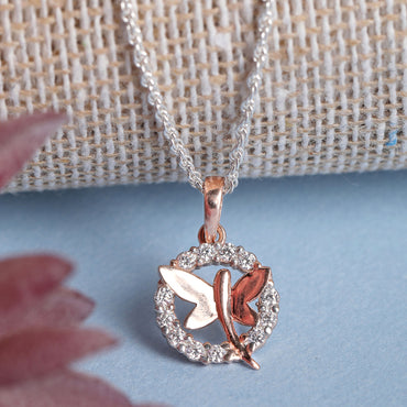 CLARA 925 Sterling Silver Butterfly Pendant Chain Necklace 