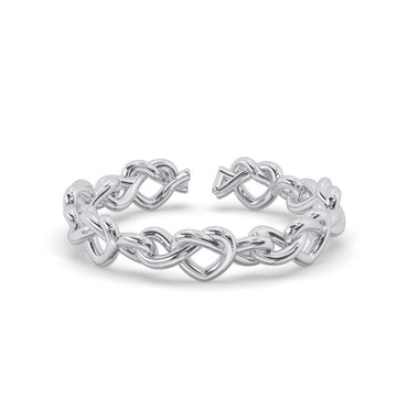 CLARA Pure 925 Sterling Silver Knotted Heart Finger Ring 