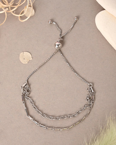 CLARA 925 Pure Silver Double chain Bracelet