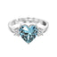 Silver Sky Blue Heart Ring