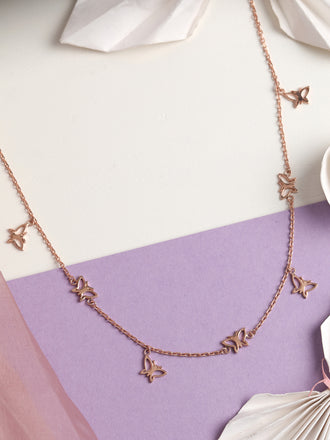 CLARA 925 Sterling Silver Butterfly Charm Necklace Chain 