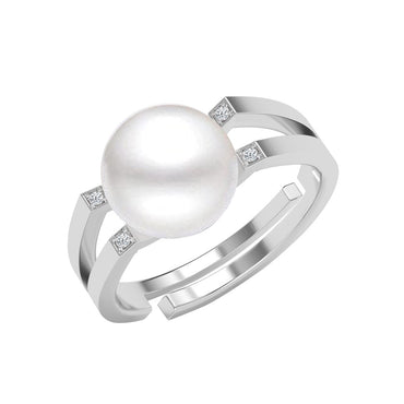 Silver Ilaria Real Pearl Size Adjustable Ring
