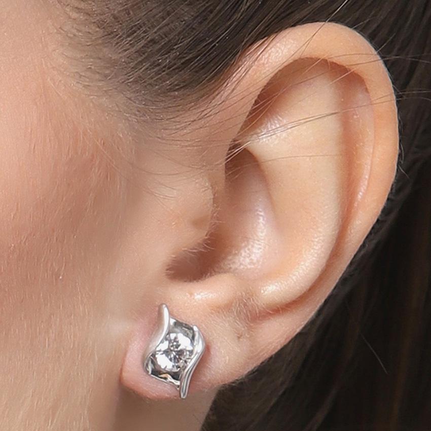 Clara Made with Swiss Zirconia 925 Sterling Silver Platinum Plated Mia Solitaire Earring Gift For Women & Girls