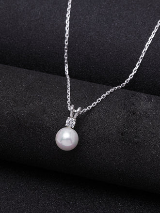 Clara 925 Sterling Silver Classic Pearl Pendant with Chain Gift for Women and Girls