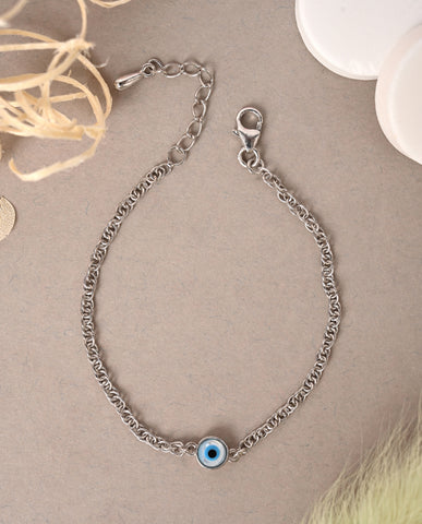 CLARA 925 Pure Silver Evil Eye Chain Bracelet
