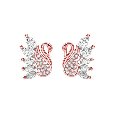 Silver Dancing Swan Stud Earrings